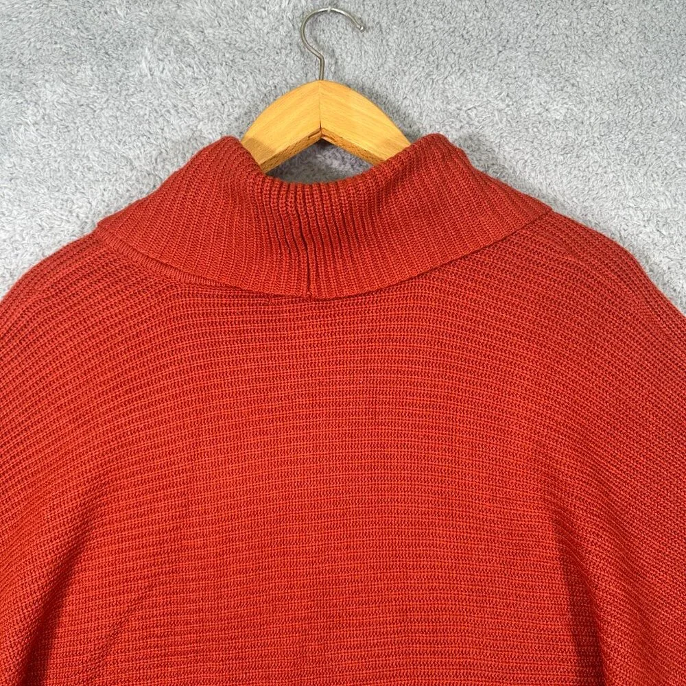 Tweeds Womens Sweater Plus Size Cardigan Acrylic Knit Orange 1x Turtleneck‎